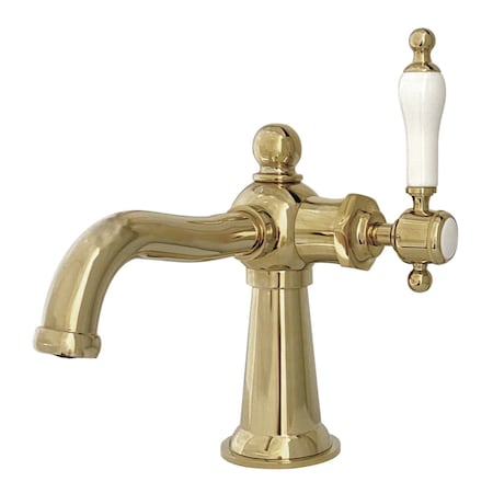 Kingston Brass KS154KLPB Single-Handle Bathroom Faucet with Push Pop-Up, Polished Brass KS154KLPB